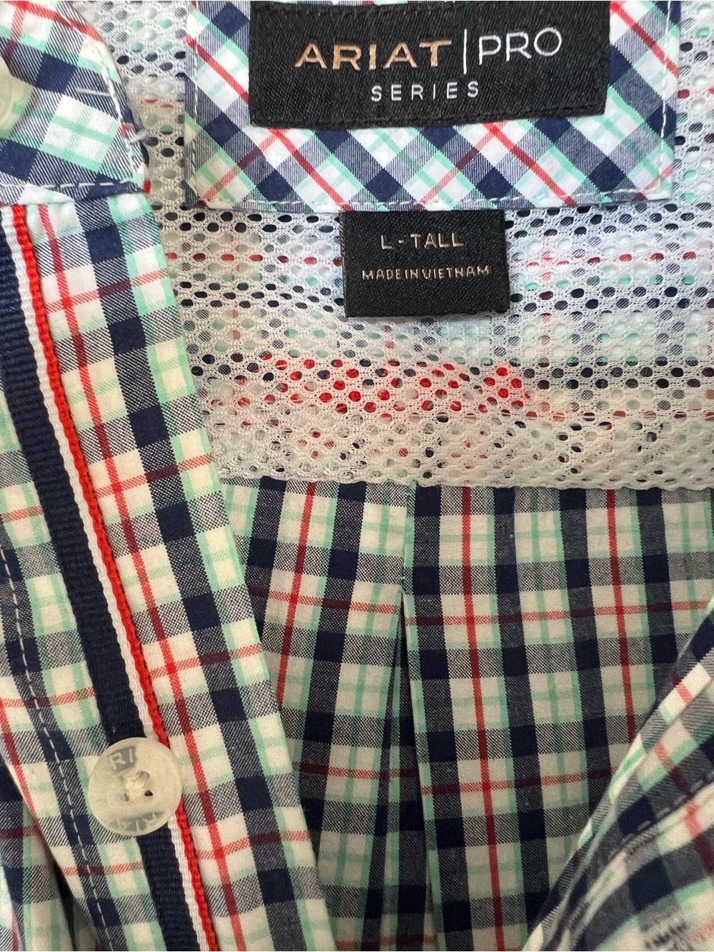 Ariat Pro Series Plaid Shirt in Navy, Mint and Red